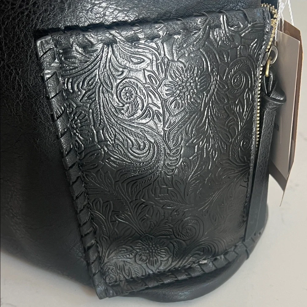 Elegant Black Textured Hobo Bag
